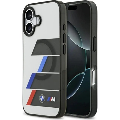 BMW Калъф BMW M IML Metal Buttons Tricolor Lines MagSafe за iPhone 17 - сив