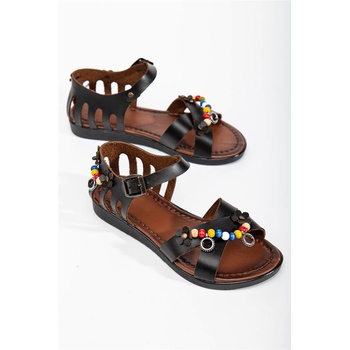 Moda Trend Дамски сандали с декоративни мъниста - Черни #366128 (366128_Черно)