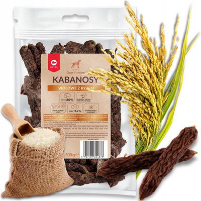 MACED Super Prémiové hovädzie kabanosy s ryžou Ekonomické balenie 500 g