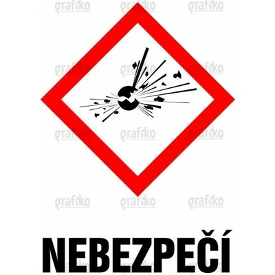 Grafiko | GHS 01 - výbušné látky - symbol se signálním slovem Nebezpečí - Materiál Samolepící PVC folie, Rozměr 210x148mm