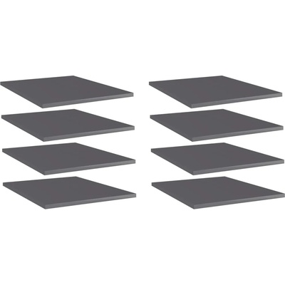 vidaXL Рафтове, 8 бр, сив гланц, 40x50x1, 5 см, инженерно дърво (805201)
