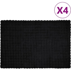 vidaXL Анти-слип изкуствено одеяло от заешка козина Olite 4 бр. Черно (42021838)