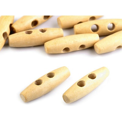Dřevěný knoflík oliva 12x40 mm Varianta: 1 přírodní lakované, Balení: 10 ks