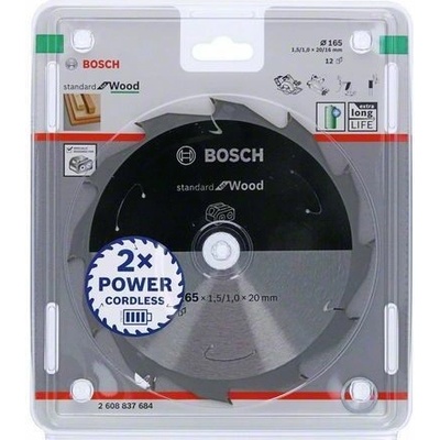 Bosch Pilový kotouč Standard for Wood pro akumulátorové pily 165 × 1,5/1 × 20 T12 2608837684
