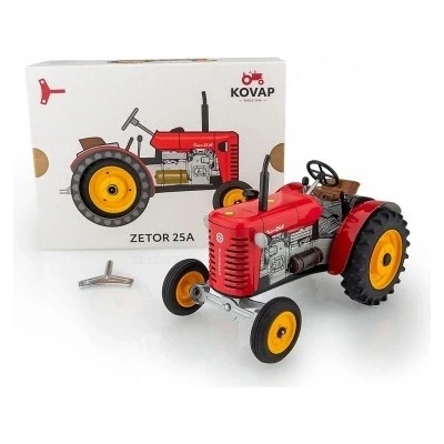 Kovap Traktor Zetor 25A červený na klíček kov 15cm v krabičce 1:25