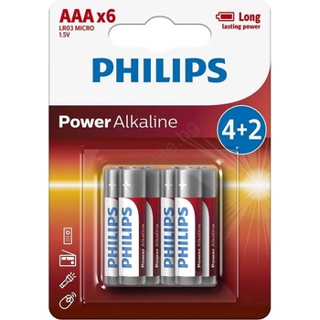 Image 1 of Philips LR03P6BP/10 - 6 ks Алкална батерия AAA POWER ALKALINE 1, 5V 1150mAh (P2200)