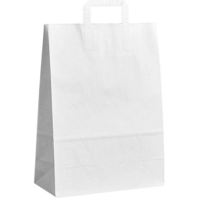 Papírová taška bílá Topcraft 320x140x420 mm s plochým uchem