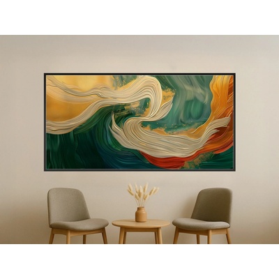 Abstrakt Zvlnená abstrakcia | Obraz Vintessia v ráme Rozmery panoráma: 60x120, Rám: Čierny matný-alu