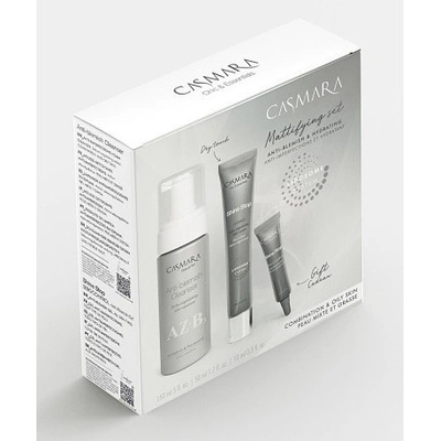 Casmara Shine Stop Mattifying Hydro Set - Pěnový odličovač 150 ml + hydratační gel-krém 50 ml + gél pro lokální ošetření 10 ml Dárková sada
