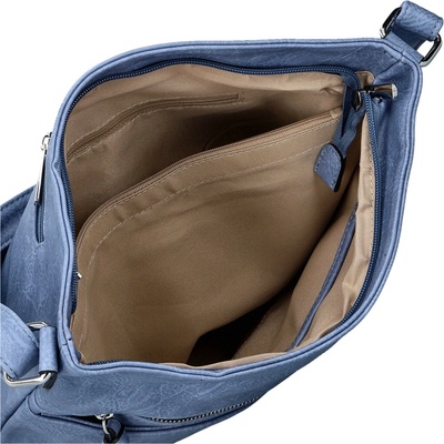 Trendy dámská koženková crossbody kabelka Tomila džínově modrá