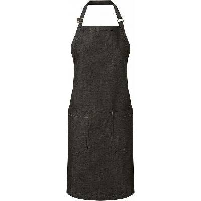 Premier Workwear Fairtrade organická keprová ástěra s laclem a dvěmi kapsami Černá PW113