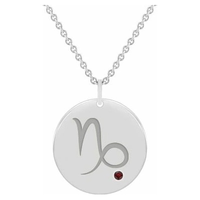 Eppi Stříbrný přívěsek se znamením a granátem Kozoroh P44248