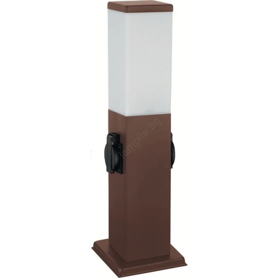 Brilagi - Външна лампа NOVA с 2 SCHUKO контакта, 1xE27/15W/230V, 40 см, IP44, кафява (BG3955)