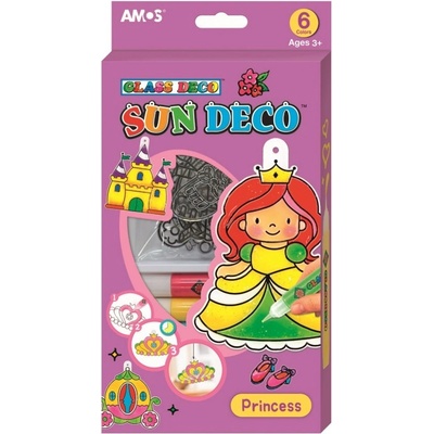 Amos Princezny barvy na sklo sada 6 barev x 10,5 ml + 6 sklíček