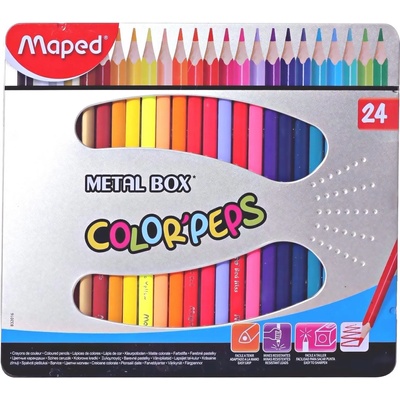 Maped Цветни моливи Мапед maped color'peps 24 цвята в метална кутия