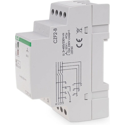 CZF-2B - Relé pre kontrolu výpadku fáz, kontrola kontaktov, 3x 400V, 10A, 1x NO