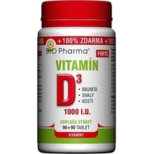 BIO-Pharma Vitamín D3 Forte 1000 I.U. 90+90 tablet