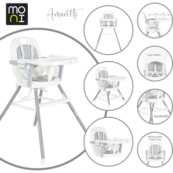 Moni Стол за хранене 3 в 1 Amaretti сив
