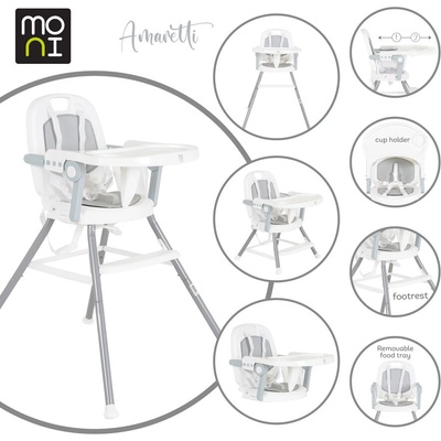 Moni Стол за хранене 3 в 1 Amaretti сив