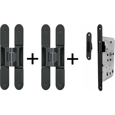 Tectus 240 3D černá - sada pantů a magnetického zámku EFB, černá barva WC uzamykání, čtyřhran 6 mm