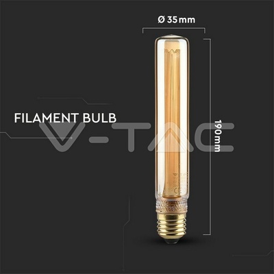 V-TAC LED žiarovka E27 T30 2W 1800K amber filament