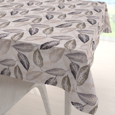 Biante Dekorační čtvercový ubrus PML-056 Zeleno-černé listy na béžovém 110x110cm
