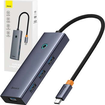 Baseus 5в1 Хъб Baseus UltraJoy, 1x HDMI4K@30Hz + 4x USB 3.0, сив (B00052809813-00)