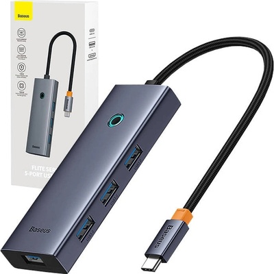Baseus 5в1 Хъб Baseus UltraJoy, 1x HDMI4K@30Hz + 4x USB 3.0, сив (B00052809813-00)