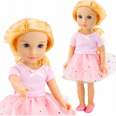 LeanToys v tylových šatech, růžovo blonďaté vlasy