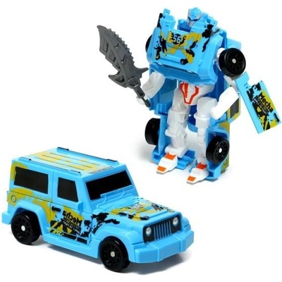 Teddies Transformer auto/robot plast 14cm modrý na kartě 17x26x6cm