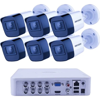 HIKVISION Професионален Комплект 6 Камери Hikvision 5MP EXIR 20m с 1TB Диск (ZK62025W)