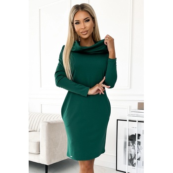 Numoco 503-1 Топла рокля с голяма яка в зеленоnmc-2172 - Бял, размер s