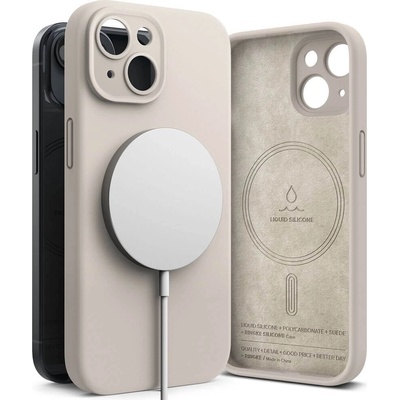 Ringke Magsafe Калъф за iPhone 15, Ringke Silicone Magnetic Case, Бежов (8809919309417)