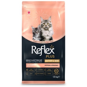 Lider Pet Food Reflex Plus Mother & Baby Cat Food with Lamb - Пълноценна храна за подрастващи котки и майки кърмачки с агнешко месо и ориз 15 кг, Турция