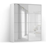 BRW Гардероб FLEX 201 / 66 / 240 см бял гланц с огледало (25/201-66-240/white-mat/lustro-lacobel/flex/brw)