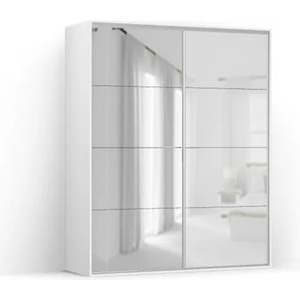 BRW Гардероб FLEX 201 / 66 / 240 см бял гланц с огледало (25/201-66-240/white-mat/lustro-lacobel/flex/brw)
