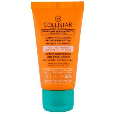 Collistar Special Perfect Tan Active Protection Sun Face SPF50+ слънцезащитен крем против бръчки 50 ml за жени
