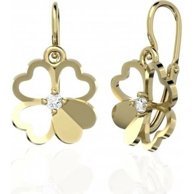 Couple, Dětské náušničky Clover, žluté zlato a brilianty, 585-66-3-0684.0Z00.0.00.FVS.000.14