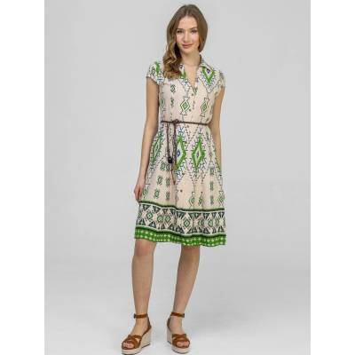 Dámske boho midi šaty s potlačou zelená krémová