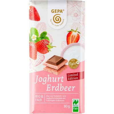 Gepa BIO bílá s jahodami a mléčnou čokoládou, 80 g