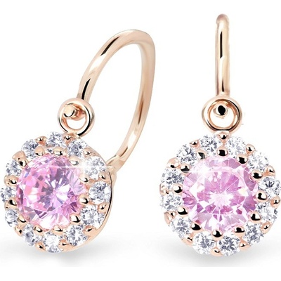 Zodiax dětské zlaté náušnice růžový kamínek 1741 růžové zlatočervená rubín růžová