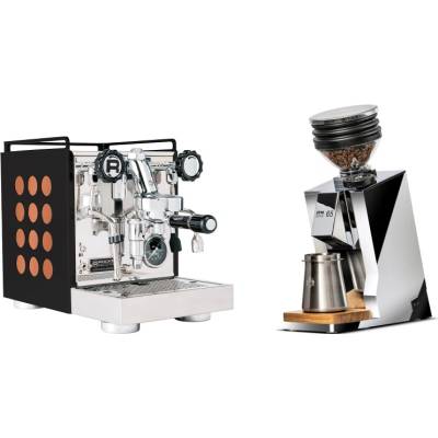 Set Rocket Espresso Appartamento TCA, black/copper + Eureka Mignon Zero 65 Speedy