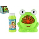 Teddies Bublifuk stroj žába plast 11x13cm na baterie a náplň 2 barvy