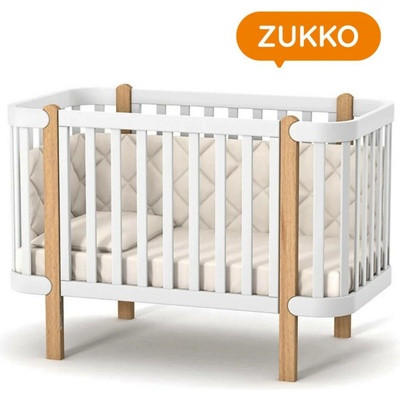 Gekko Kids přístavná rostoucí postýlka Zukko 120 x 60 cm bílá / přírodní buk