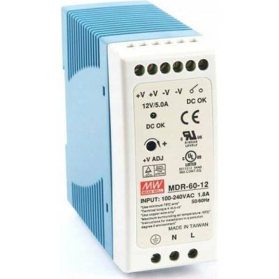 Napájecí zdroj na DIN lištu Mean Well MDR-60-12 12 V 5 A 60 W