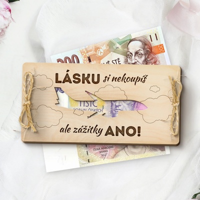 Dřevia Dárková obálka na peníze - Lásku si za peníze nekoupíš - ZÁŽITKY ANO
