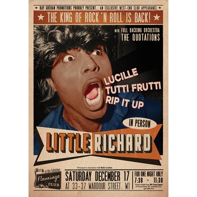 Plagát, Obraz - Little Richard Flamingo - Club Wardour St, 59.4 × 84.1 cm