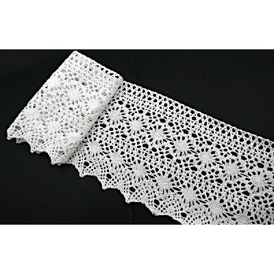 Bavlnená paličkovaná čipka - biela - šírka 14 cm