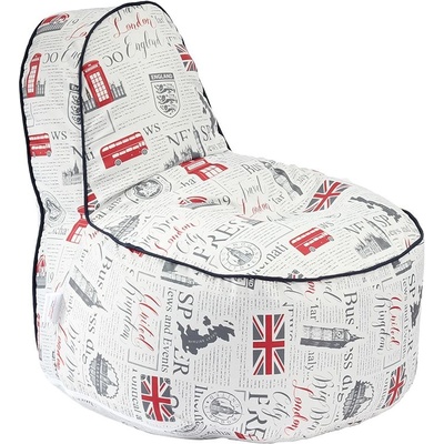 PUFRELAX Пуф, стол, 200л. , OK Junior, 200л. , Good Old News, Водоустойчив, Перящ се калъф, Пълнеж от Полистиролни перли, принт, 8480 (PUF-G-OKJ-TEXP-GON)