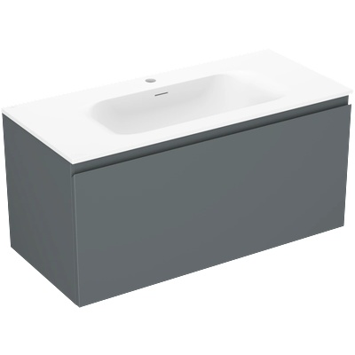 Orio шкаф за баня 100 см с мивка Vela, 1 чекмедже, графит мат/бял мат (91A10-10047-1-BF66-W23M01)